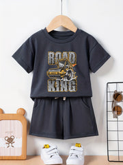Boys Summer Bear Tracksuit Set Casual T-shirt and Shorts Kids Outfits