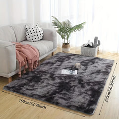 Soft Plush Shag Area Rug Rainbow Tie Dyed Fluffy Shaggy Floor Carpet