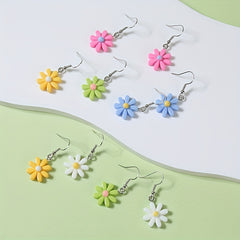 5pairs Girls Funny Flower Drop Earrings Teen Accessories