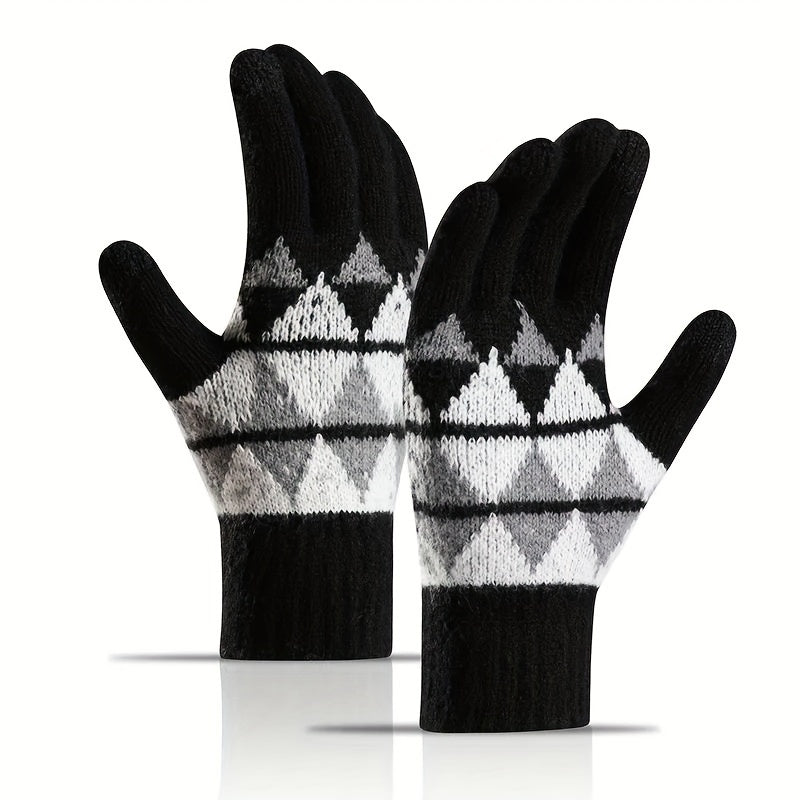 Winter Thickened Warm Plush Gloves Touch Screen Knitted Gloves