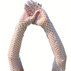 Vintage Polka Dot Gloves Long Wedding Dress Gloves Women