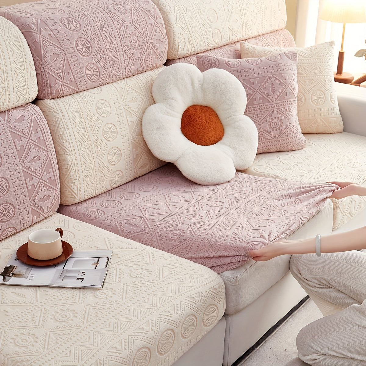 Bohemian Style Sofa Slipcover Elastic Furniture Protector Cover