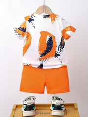 2pcs Baby Boys Graffiti T-shirt & Shorts Set for Summer