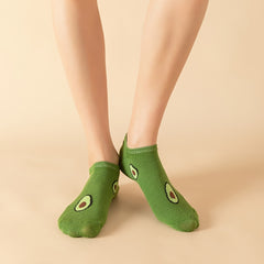 5 Pairs Avocado Print Low Cut Ankle Socks Women's Stockings