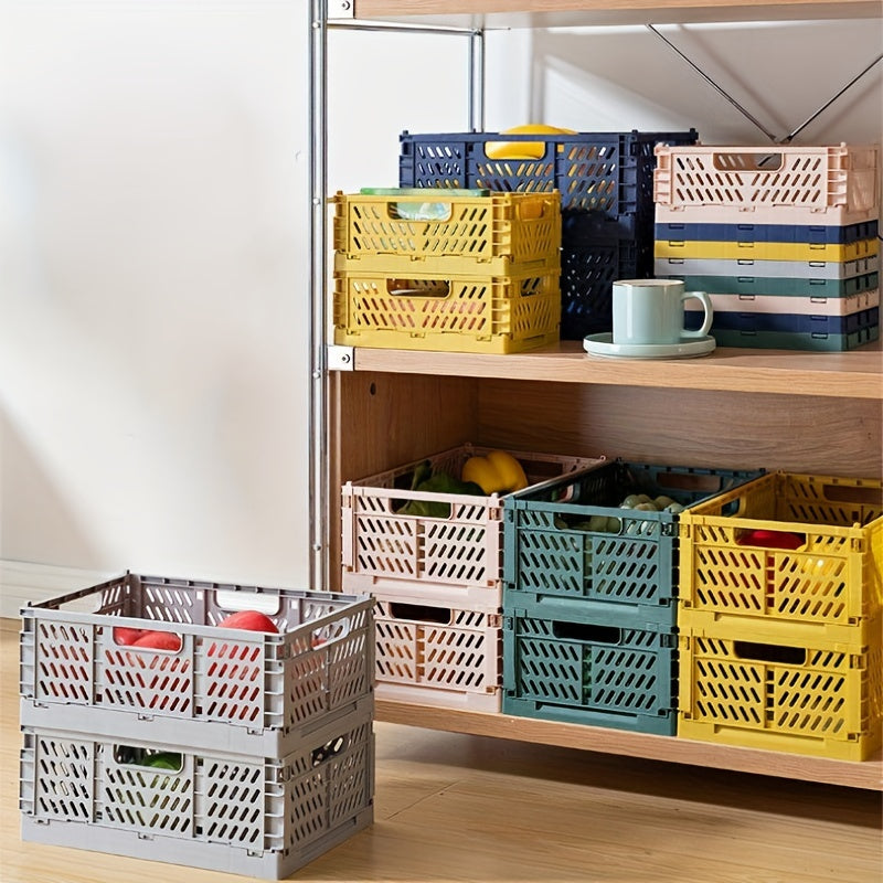 Plastic Folding Storage Basket Large Capacity Organizer Container