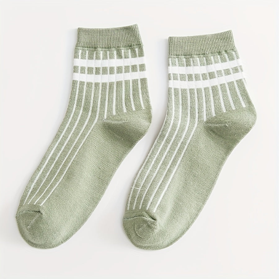 Set of 5 Striped Crew Socks for Women