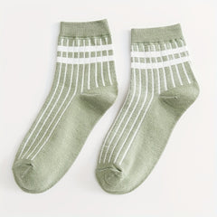 Set of 5 Striped Crew Socks for Women