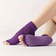 Women Pilates Socks Anti Slip Breathable Open Toe Yoga Socks Ankle