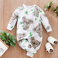 Baby Cartoon Koala Long Sleeve Rompers