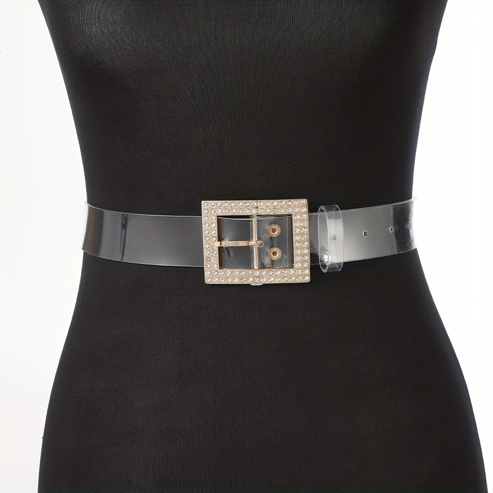Stylish Rhinestone Eyelet Belt with Buckle for Women
