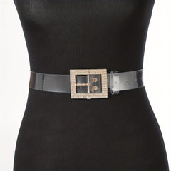 Stylish Rhinestone Eyelet Belt with Buckle for Women