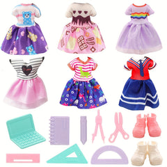 16pcs Doll Clothes & School Toys Backpack Learning Kit for 13 Dolls