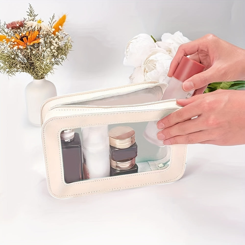 Makeup Case Waterproof PU Transparent Cosmetic Toiletry Bag