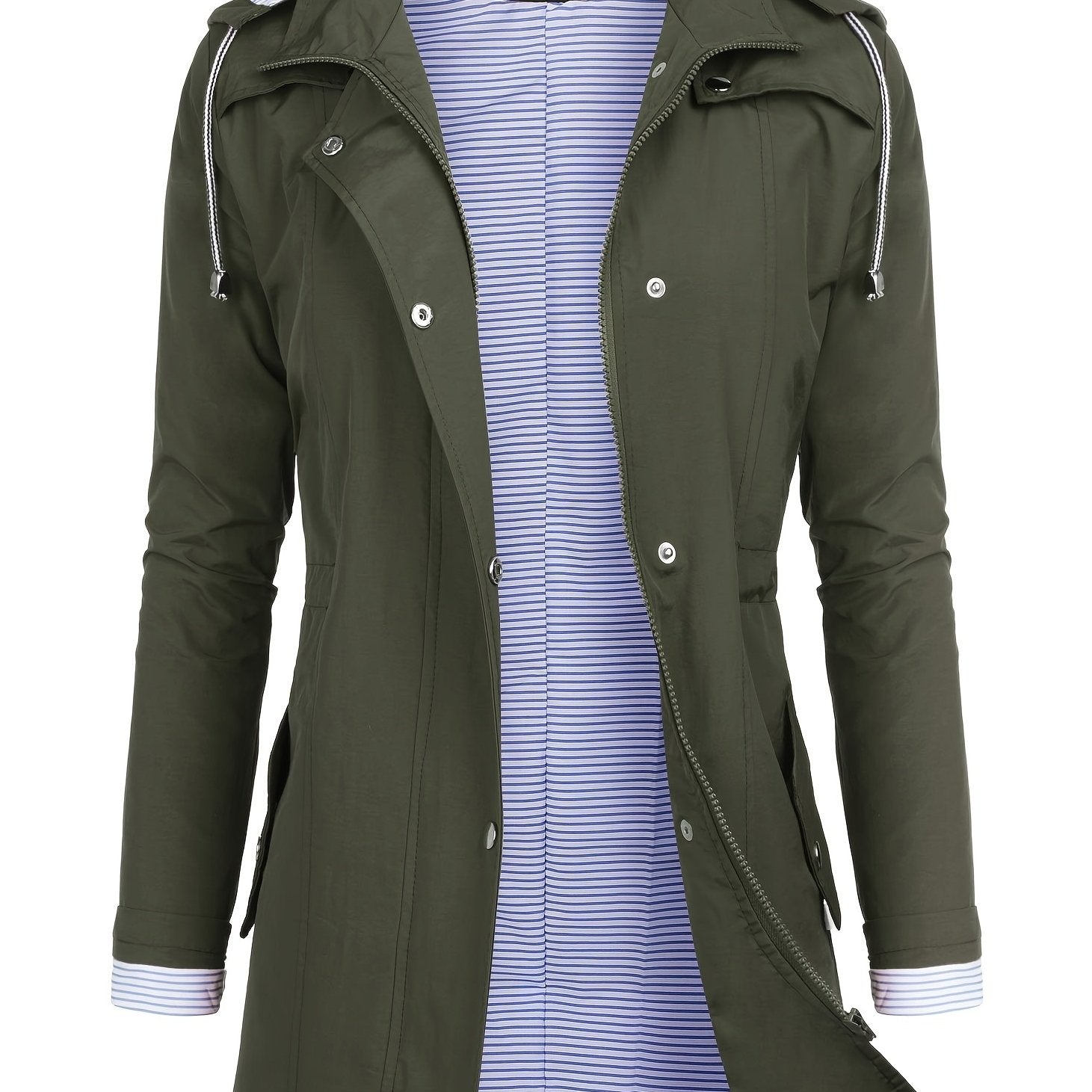 Striped Hooded Trenchcoat for Hiking