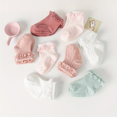 4 Pairs Baby Girls Socks, Soft Breathable & Non Slip for Autumn & Winter