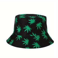 Leaf Print Casual Bucket Hat Unisex Foldable Couple Basin Hats