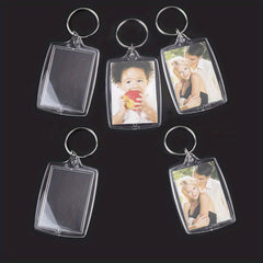 5pcs Acrylic Photo Frame Key Chain Clear Picture Holder DIY Keyring Pendant