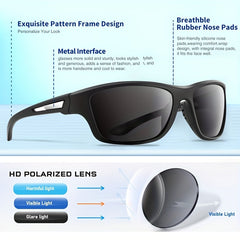 Men's Polarized Sports Sunglasses UV400 Protection for Outdoor Activities