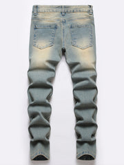 Boys Retro Ripped Jeans Slim Fit Denim Pants Kids Clothes