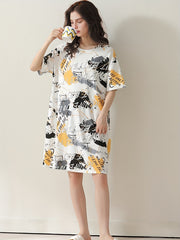 Comfy Short Sleeve Nightdress Crew Neck Pajama