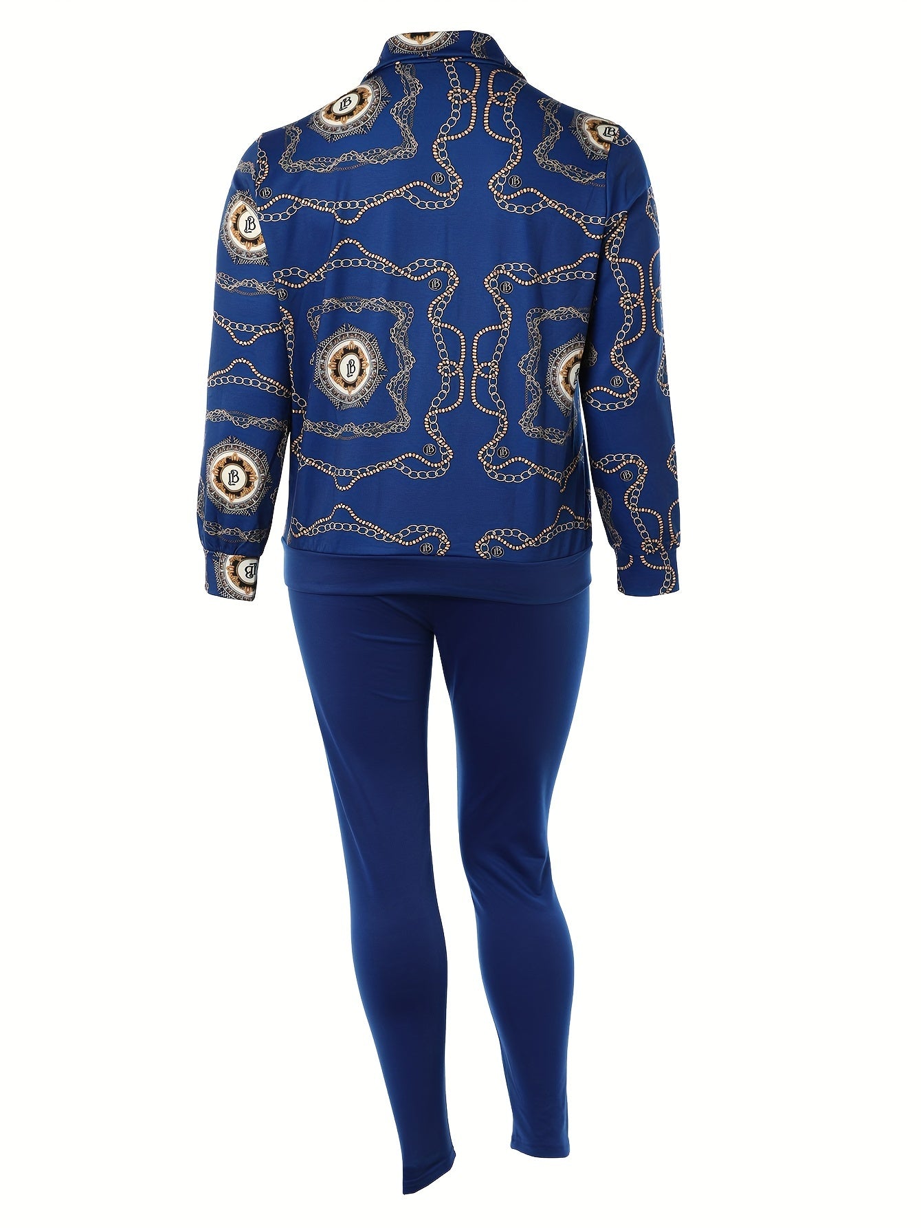 Chain Print Top & Ripped Leggings Set