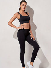 High Stretch Yoga Sports Set Square Neck Crop Bra & Leggings Activewear