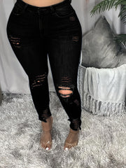 High Waist Ripped Leggings Stretchy Denim Jeans