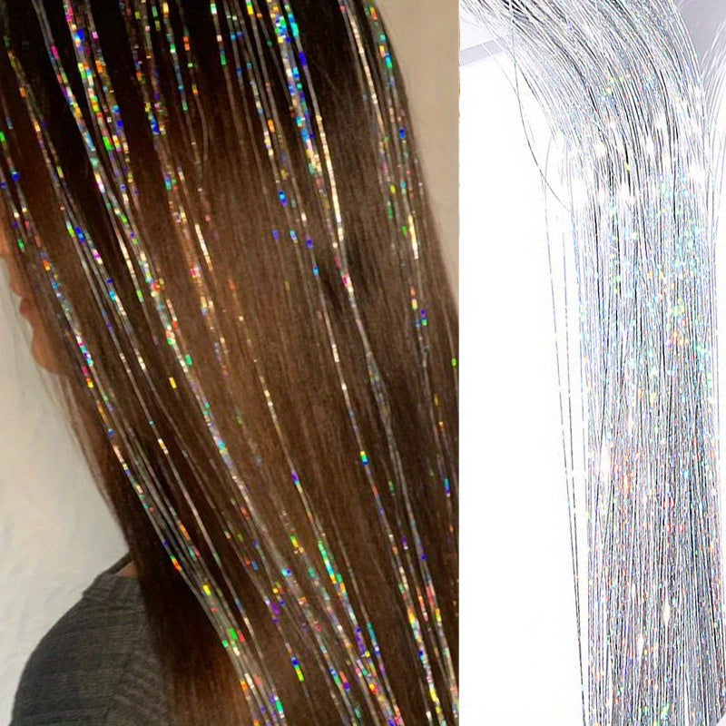 60 96 Cm Sparkle Hair Tinsel Rainbow Colored Strands Hair Extensions