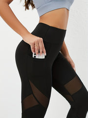 High Waist Mesh Yoga Pants w/ Pockets Tummy Control Leggings