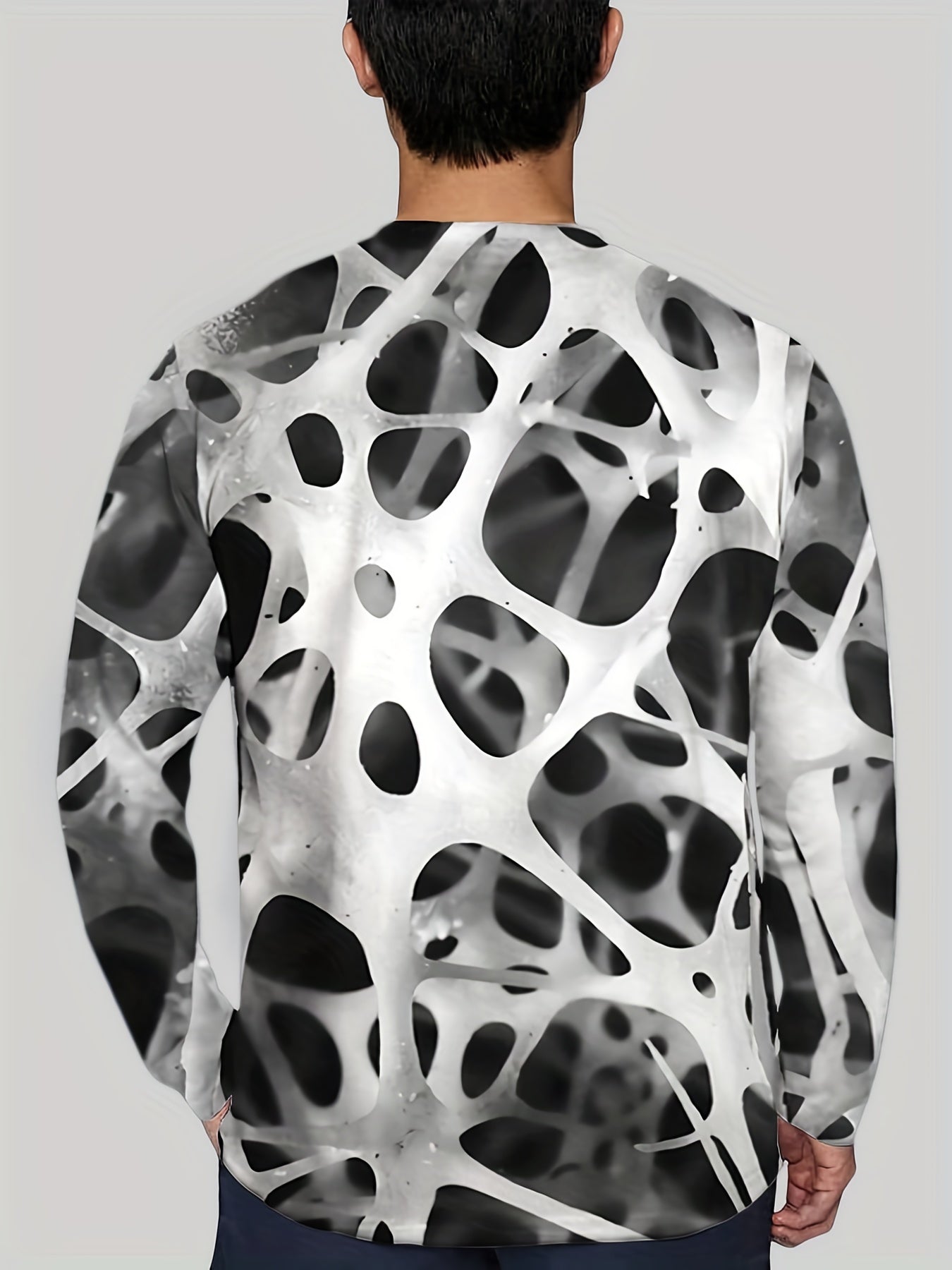 3D Pattern Print Men's Crew Neck Long Sleejsons Shirt