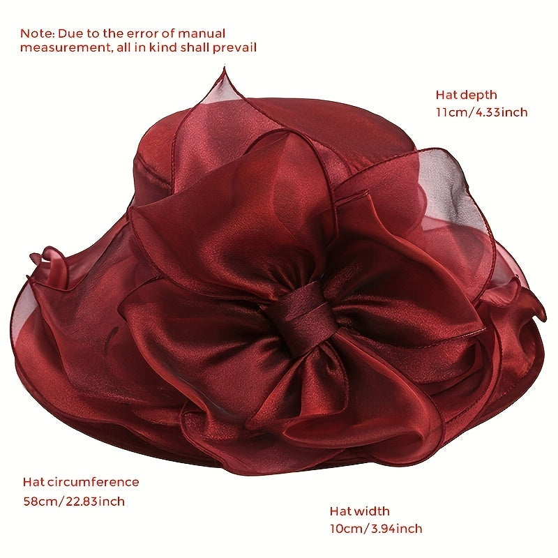 Organza Sun Hat Mesh Derby Hats Outdoor Beach Wedding Bridal Church Hat