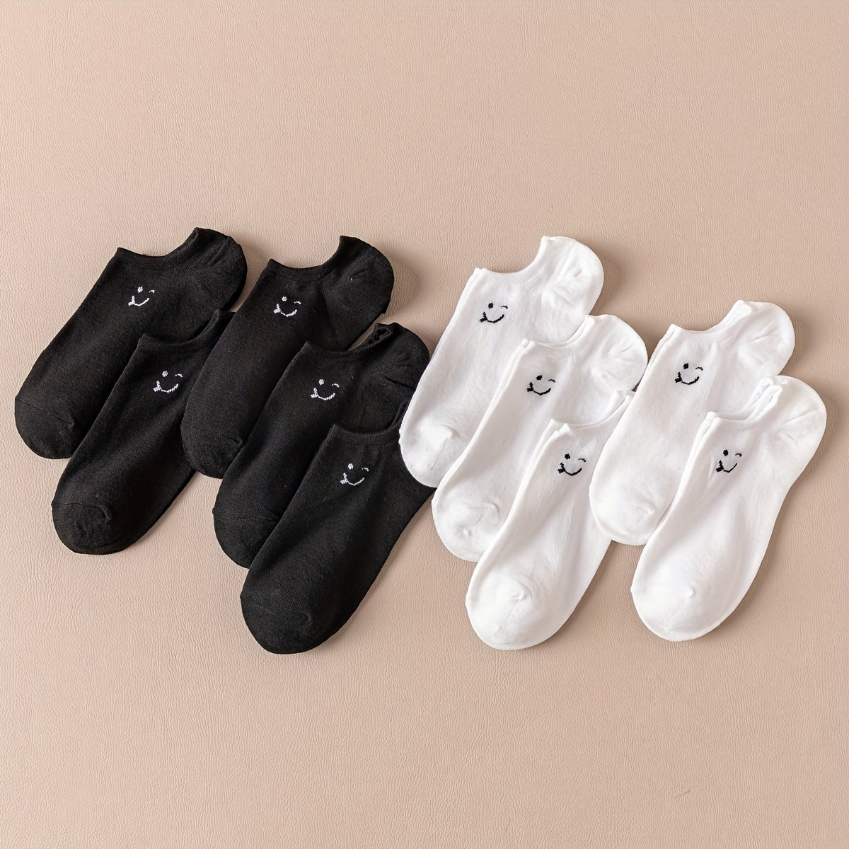 10 Pairs Smiling Face Print & Lightweight Ankle Socks Women's Stockings