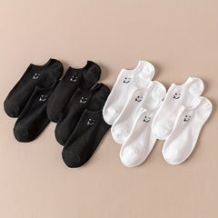10 Pairs Smiling Face Print & Lightweight Ankle Socks Women's Stockings
