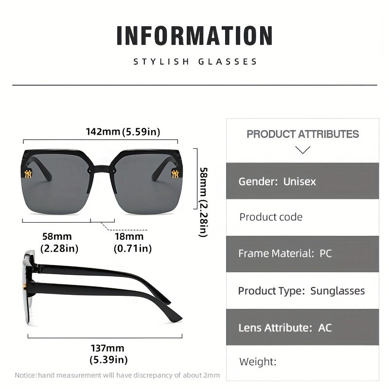 Oversized Square Frame Sunglasses UV Blocking