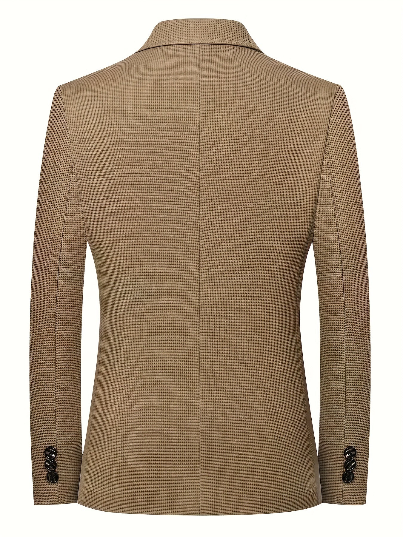 Casual Lapel Sports Coat Men's Waffle Pattern Blazer Spring Fall Business