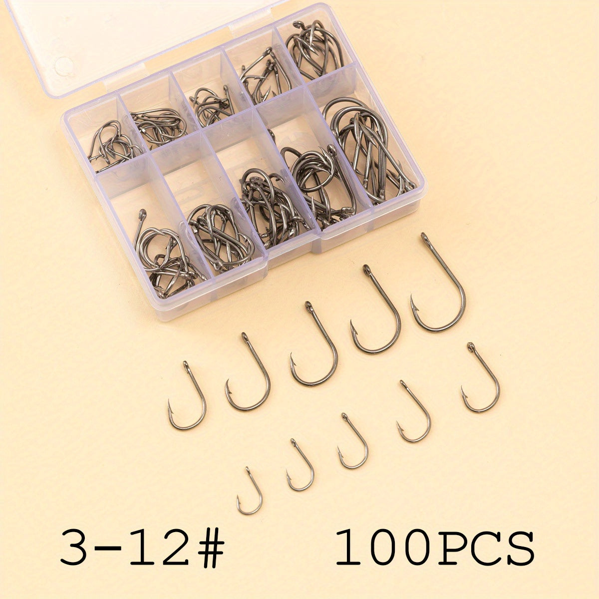100pcs High Carbon Steel Offset Circle Hooks Strong Octopus Barbed Fishing Hooks
