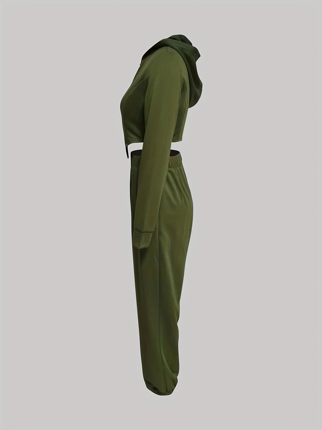 Casual Two-piece Set Zip Hoodie & Jogger Pants Outfit Women's Clothes