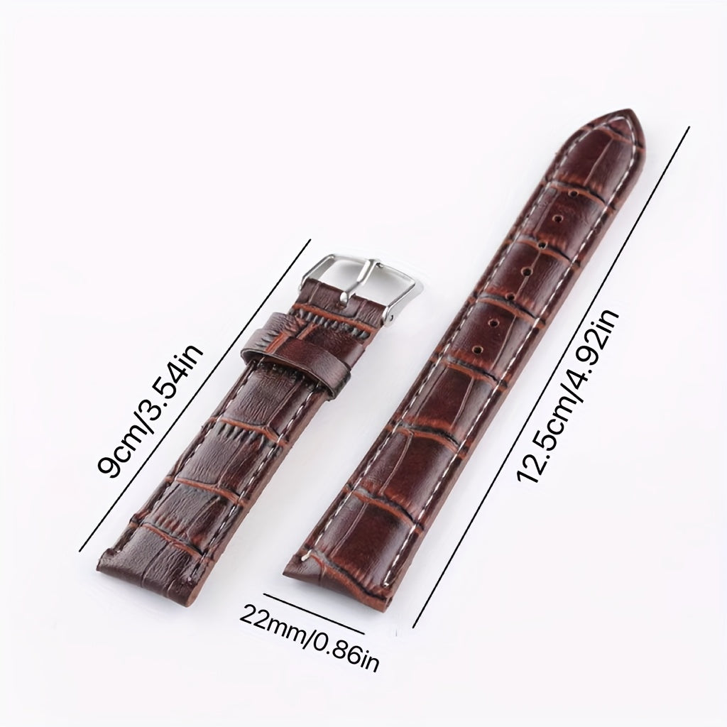 Men's Business Leather Watch Strap Brown