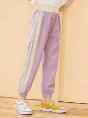 Toddler Girls Block Sweatpants Elastic Waist Casual Sport Jogger Pants