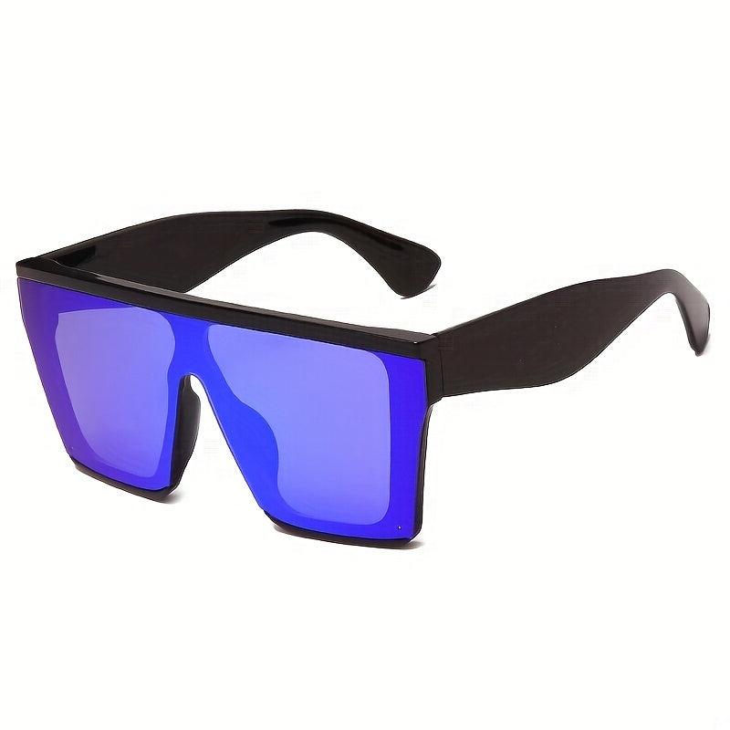 Men's Large Square Frame Sunglasses Casual Mixed One piece Glasses