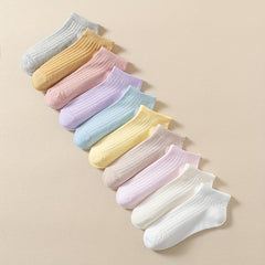 10 Pairs Women's Solid Short Sports Socks Soft & Comfy