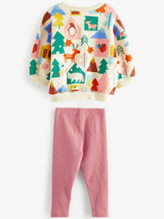 Snowman Girl's 2pcs Sweatshirt & Leggings Set Pine Print Top Christmas Style