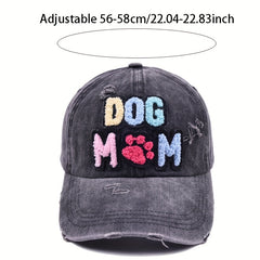 DOG MOM Patch Baseball Cap Washed Distressed Dad Hat