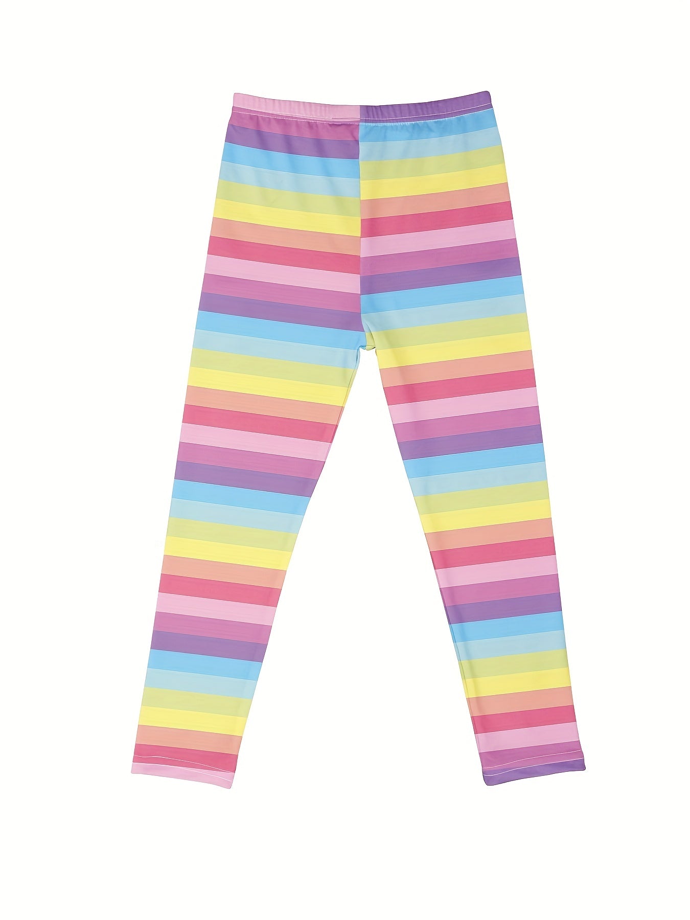 Toddler Girls Rainbow Stripes Athletic Leggings High Waist Yoga