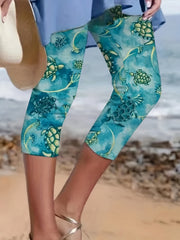 Turtle Print Skinny Leggings Stretchy Casual Sports Leggings
