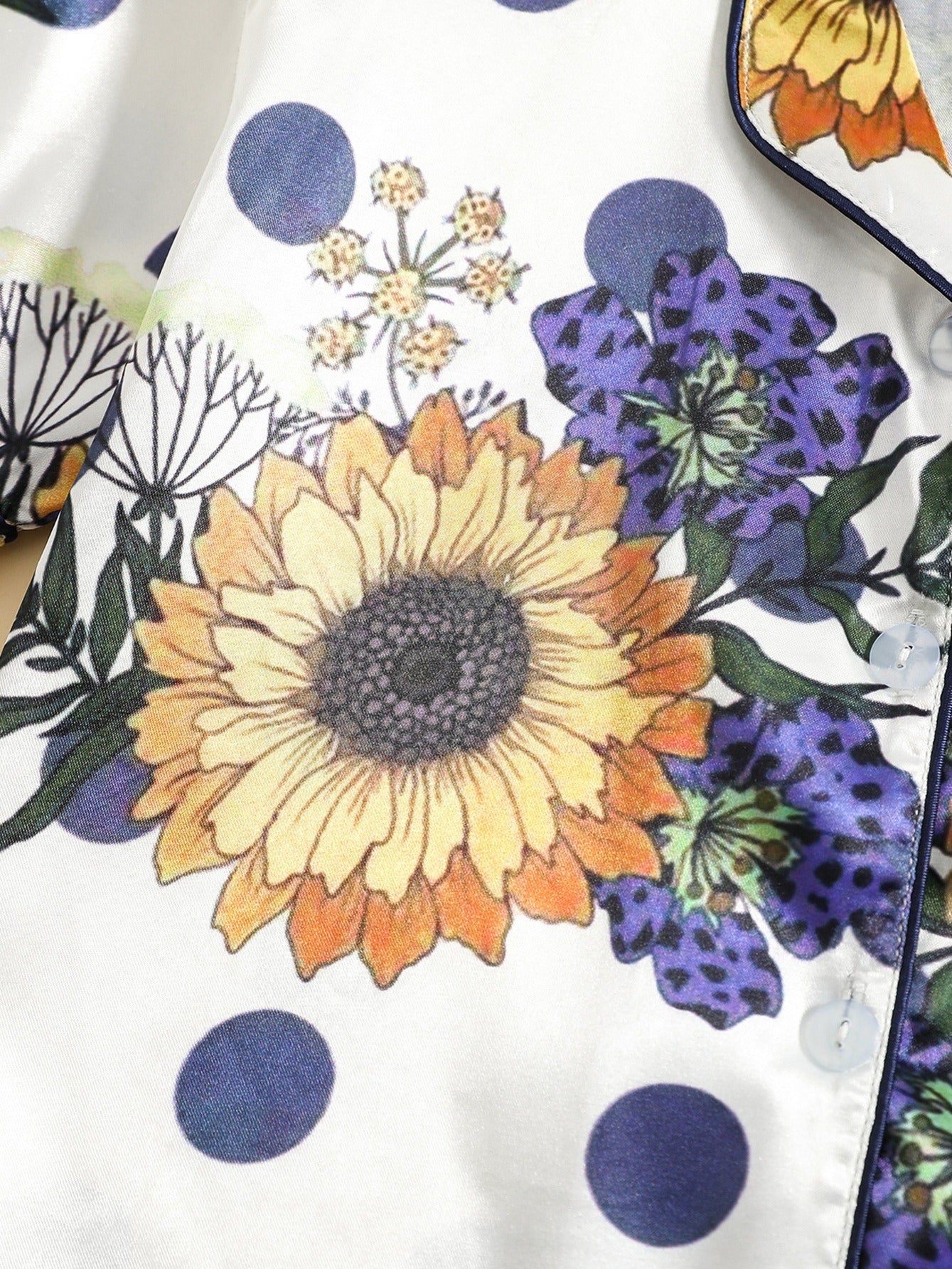 Girls Sunflower Print Top & Short Pants Loungewear Set