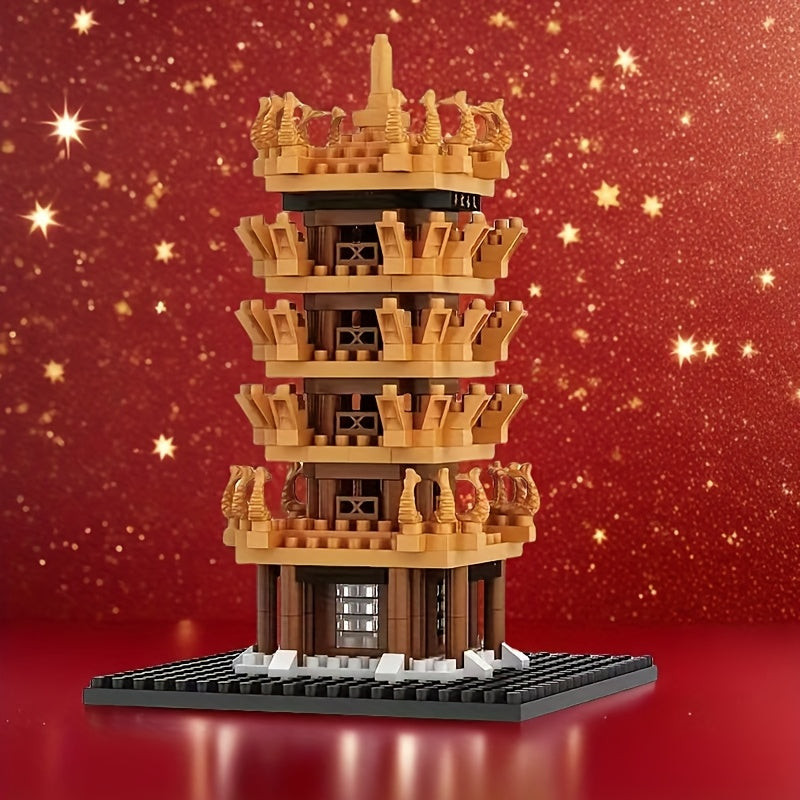 Yellow Crane Tower Building Blocks Set - 2100pcs