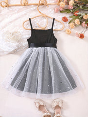 Toddler Girls Stars Mesh Overlay Belted Cami Princess Dress