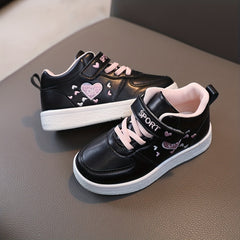 Girls Heart Graphic Print Sneakers No Tie Kids Casual Outdoor Shoes