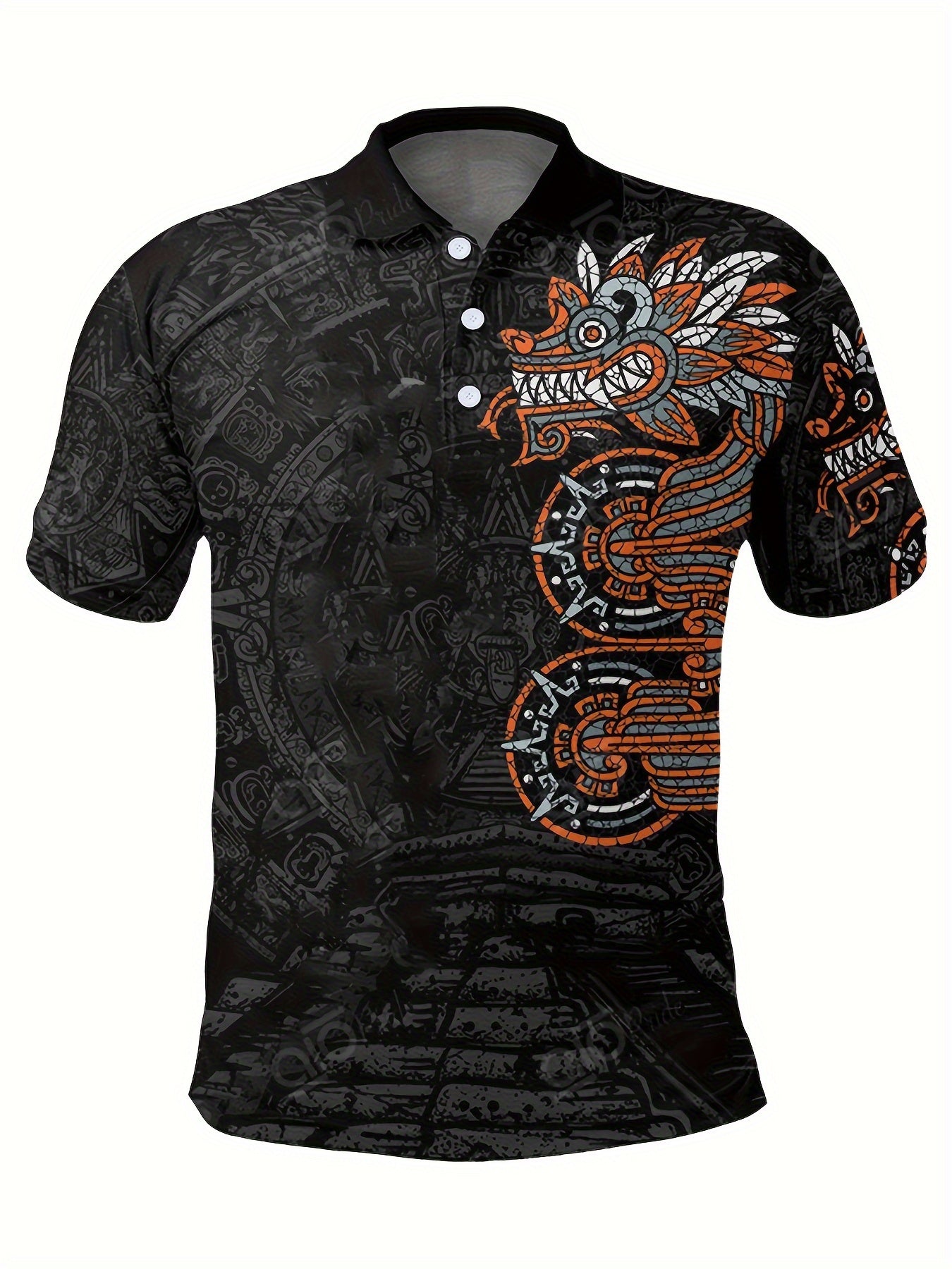 Dragon Pattern Men's Casual Comfy Custom Fit Shirt